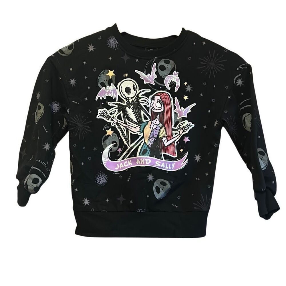 Disney Nightmare‎ Before Christmas Kids S 6-6X Black Jack Sally Sweatshirt EXC